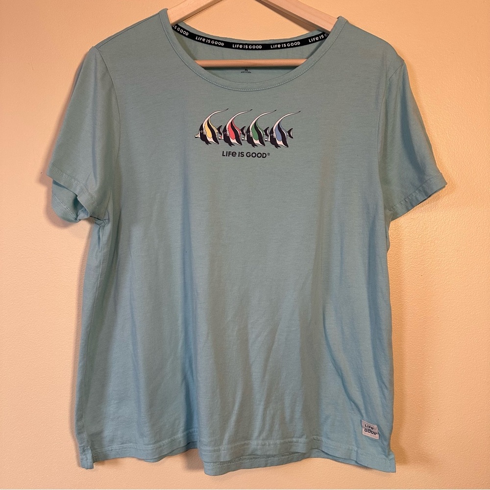 Life is Good Sleep Shirt Blue Top Size XL Tropical Fish Cozy